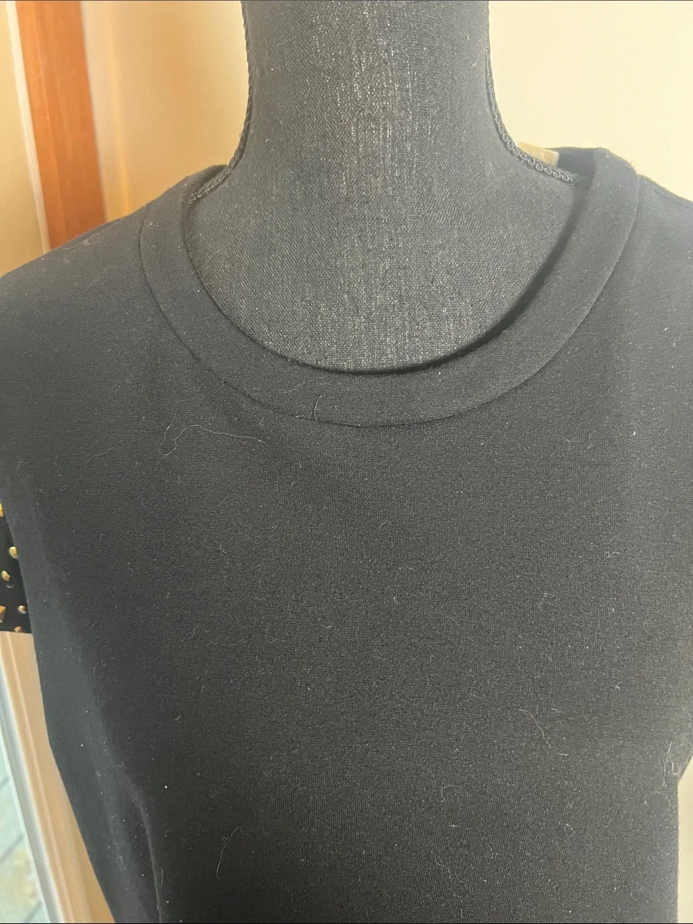 Black Shift Dress with Gold Studded Sleeves